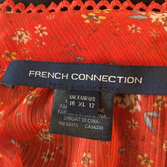 French Connection red floral print blouse. US size 12, like new condition. - Picture 2 of 2